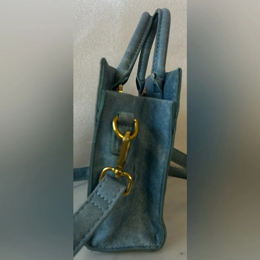 BRANDON BLACKWOOD EST END SYSTEMIC RACISM DENIM CANVIS MINI TOTE. RARE FIND. - Picture 4 of 8